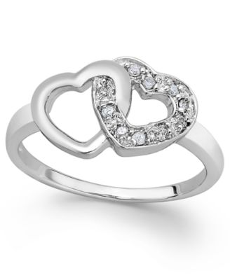 Diamond Double Heart Ring in Sterling Silver (1/10 ct. t.w.) image