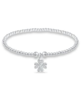 Bead Flower Charm Bracelet in Silver Plate image