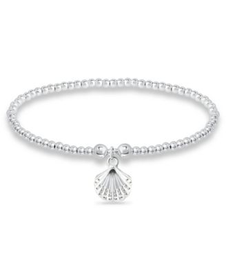 Bead Sea Shell Charm Bracelet in Silver Plate image