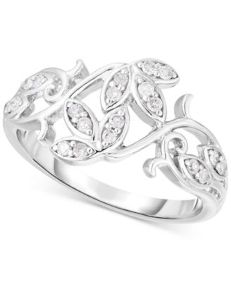 Macy's - Diamond Vine-Inspired Ring (1/5 ct. t.w.) in Sterling Silver.