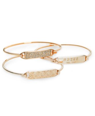 GUESS - Rose Gold-Tone 3-Pc. Set Plate and Wire Bangle Bracelets