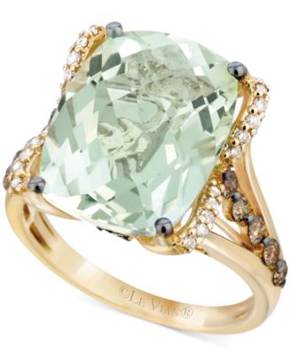 Mint Julep Quartz (9-3/4 ct. t.w.), White Diamond (1/8 ct. t.w.) and Chocolate Diamond (3/8 ct. t.w.) Ring in 14k Gold, Created for Macy's image