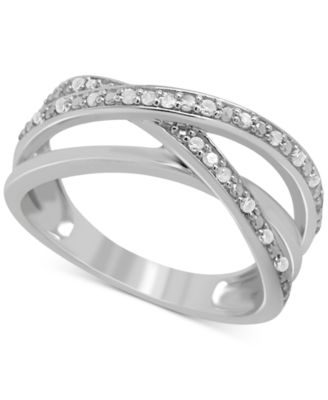 Macy's - Diamond Multirow Crossover Ring (1/6 ct. t.w.) in Sterling Silver
