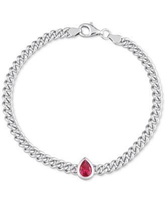 Macy's - Lab-Grown Ruby Chain Link Bracelet (1-1/7 ct. t.w.) in Sterling Silver