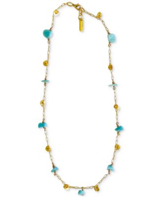 MINU Jewels - 10k Gold-Plated Amazonite Nefatari Collar Necklace, 16" + 1" extender