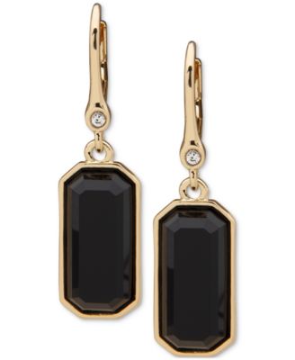 DKNY - Gold-Tone Pav&eacute; & Rectangle Stone Drop Earrings