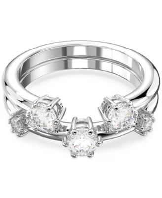 Swarovski - Silver-Tone 2-Pc. Set Constella Crystal Ring