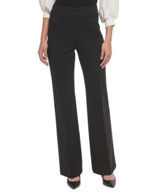 DKNY - Women's Soft Pont&eacute;-Knit High Rise Pull-On Pants