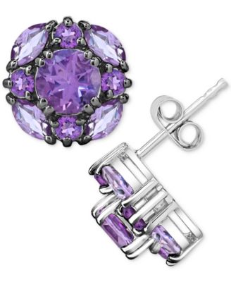 Amethyst (1-7/8 ct. t.w.) & Pink Amethyst (1 ct. t.w.) Cluster Stud Earrings in Sterling Silver image
