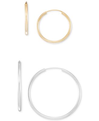 Macy's - 2-Pc. Set Polished Endless Small & Medium Hoop Earrings