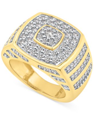 Macy's - Men's Diamond Multi-Cluster Statement Ring (2 ct. t.w.) in 10k Gold