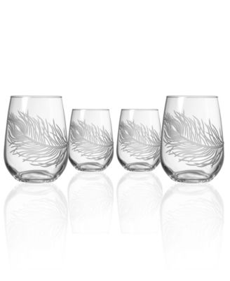 Peacock Stemless Wine Tumbler 17oz - Set of 4 Glasses image
