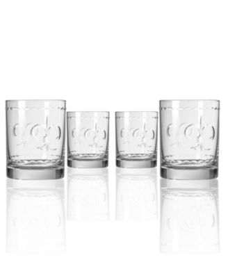 Fleur De Lis Double Old Fashioned Glass 13oz - Set of 4 Glasses image