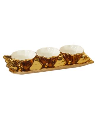 Gold-Silver Tone Coast 4 Piece Set Tray and Condiment Bowls image