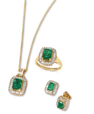 EFFY Collection - Jewelry Emerald and Diamond Jewelry Ensemble in 14k Gold