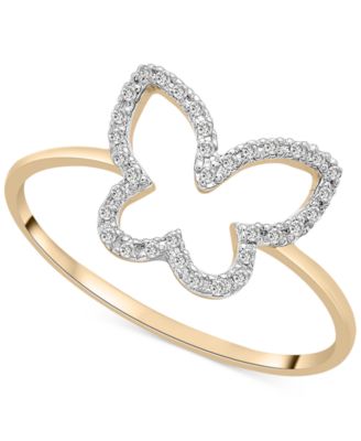 Diamond Butterfly Openwork Ring (1/20 ct. t.w.) in 10k Gold, Created for Macy's image