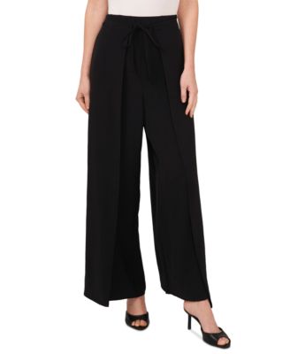 CeCe - Women's Overlap Tie-Front Wide-Leg Soft Pants