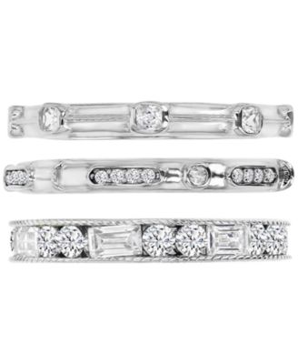 Macy's - 3-Pc. Set Cubic Zirconia Round & Baguette Polished Stack Rings
