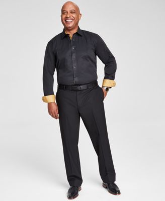 Men's Slim-Fit Gold Trim Solid Dress Shirt image