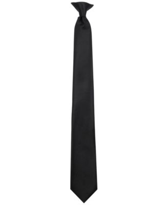 Calabrum - Men's Slim Solid Black Clip-On Tie