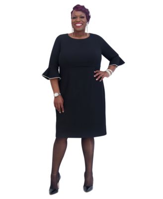 Kasper - Plus Size Kat Elbow-Sleeve Ruffled-Cuff Dress