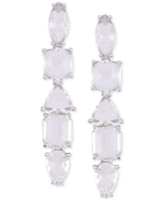 GUESS - Mixed Cut Crystal Linear Drop Earrings