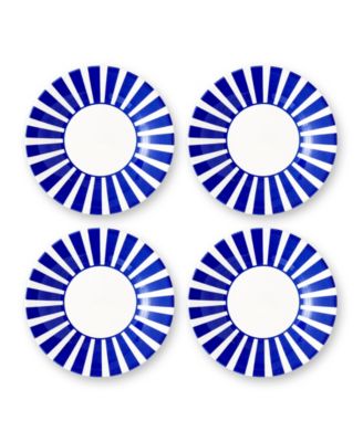 Blue Italian Steccato Bold Stripe Side Plates, Set of 4 image