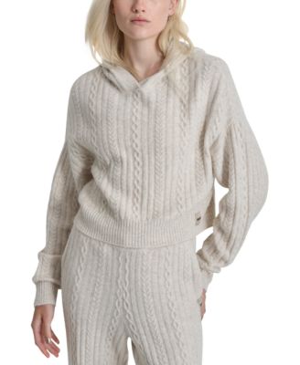 DKNY - Women's Cable-Knit Pullover Hoodie