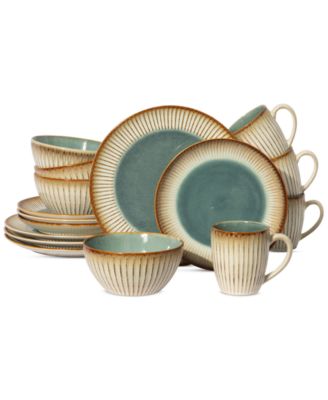 Elama - Louann Round Textured 16-Pc. Dinnerware Set, Service for 4