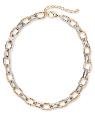 On 34th - Two-Tone Link Necklace, 15" + 2" extender