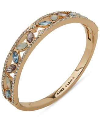 Anne Klein - Gold-Tone Multi-Stone Navette Hinge Bangle Bracelet