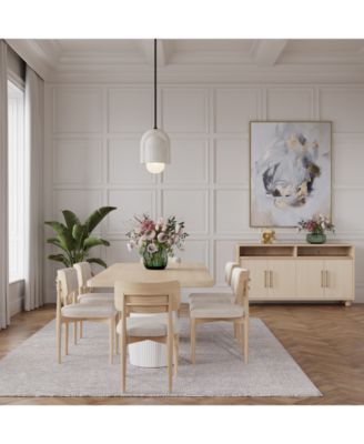 Furniture - Lunare 7-Pc. Dining Set (Rectangular Table & 6 Curved Chairs)