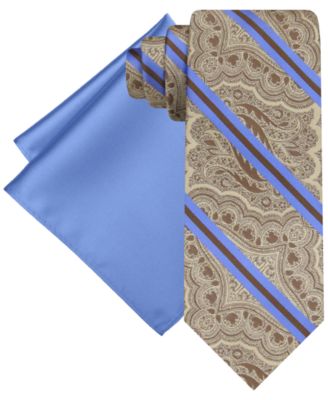 Steve Harvey - Men's Stripe Paisley Tie & Solid Pocket Square Set