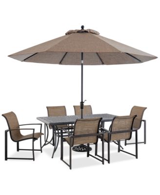Agio - Wythburn Outdoor Dining 7pc Set (72"x38" Table & 6 Sleek Sling Dining Chairs)