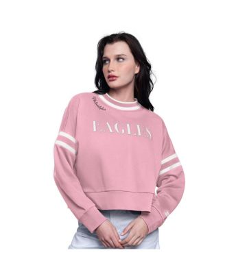 Starter - Women's Pink Philadelphia Eagles Power Play Cropped Pullover Sweatshirt