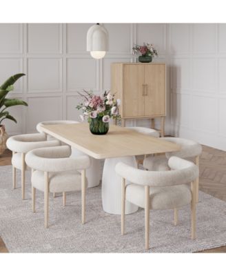 Furniture - Lunare 7-Pc. Dining Set (Rectangular Table & 6 Rolled Back Chairs)