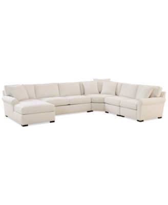 Radley Roll Arm 148" 5-Pc. Fabric Chaise Sectional with Wedge, Exclusively at Macy's image