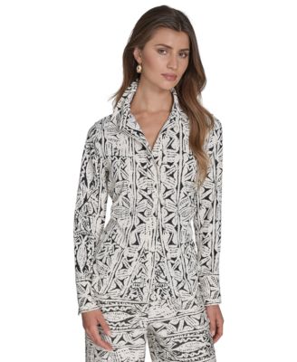Halston - Women's Printed Button-Front Shirt