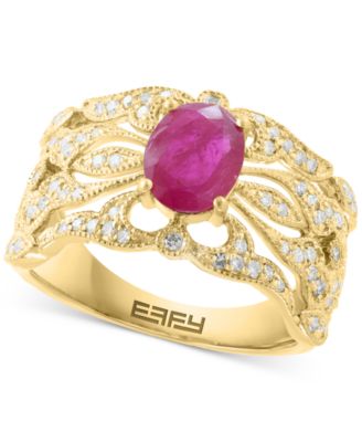 EFFY Collection - Ruby (1-3/8 ct. t.w.) & Diamond (1/3 ct. t.w.) Statement Ring in 14k Rose Gold