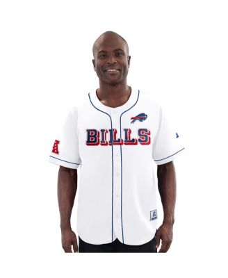 Starter - Men's White Buffalo Bills Relay Full-Button Baseball Jersey