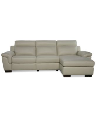 Julius II 3-Pc. Leather Chaise Sectional with 1 Power Recliner, Macy's Exclusive image