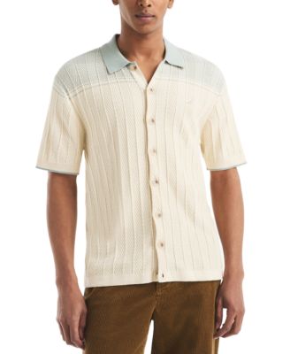 Nautica - Men's Short Sleeve Button-Front Sweater