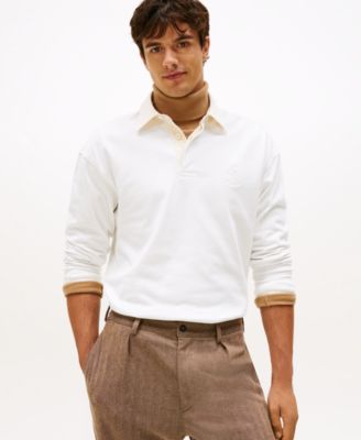 Tommy Hilfiger - Men's Logo Crest Solid Rugby Sweater