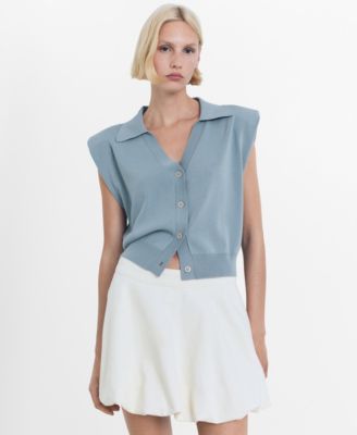 MANGO - Women's Fine Knit Shoulder Pad Sweater Vest