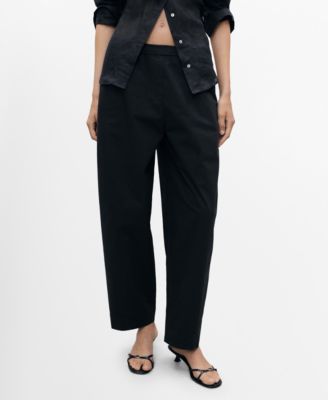 MANGO - Women's Paper Bag Cotton Pants