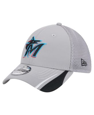 New Era - Men's Gray Miami Marlins Linear 39THIRTY Flex Hat