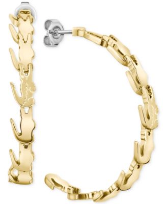 Lacoste - Medium Crocodile C-Hoop Earrings, 2"