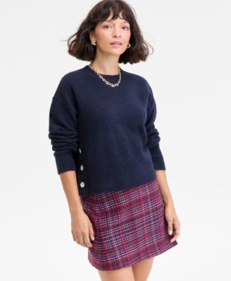 On 34th - Women's Side-Button Crewneck Sweater