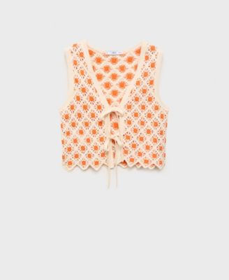MANGO - Women's Crochet Ties Top