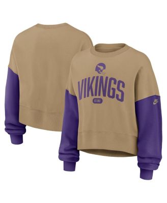 Nike - Women's Tan Minnesota Vikings Oversized Rewind Pullover Sweatshirt